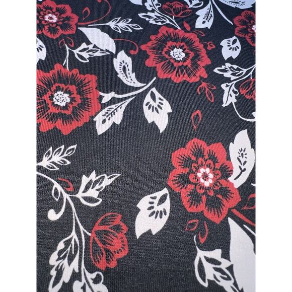 J. Jill Wearever Dress Size Small Black Red Floral Boat Neck Long-Sleeved 139041 - Picture 16 of 16